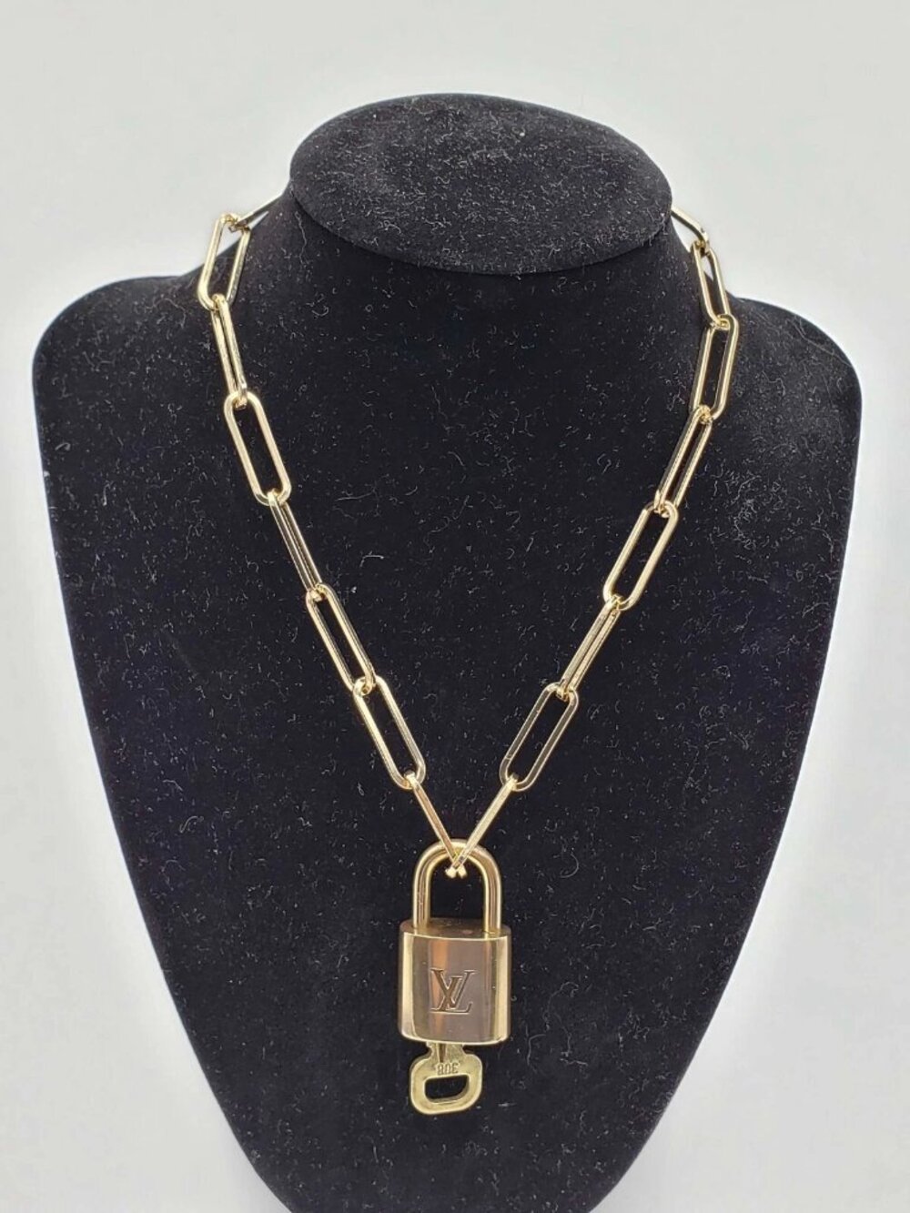 Gold-Plated Necklace with Authentic Louis Vuitton Padlock